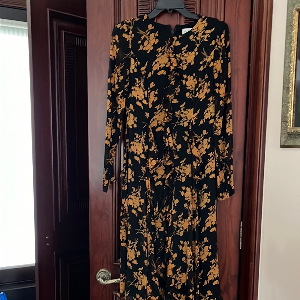 Mikael Aghal Black and Gold Long Sleeve Bishop Sundress